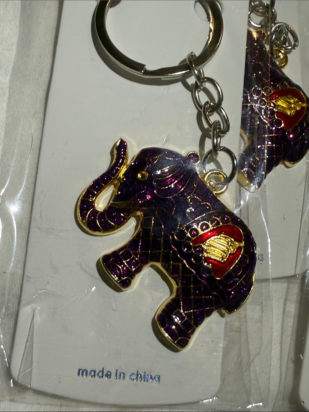 Elephant Enamel painted Keychain